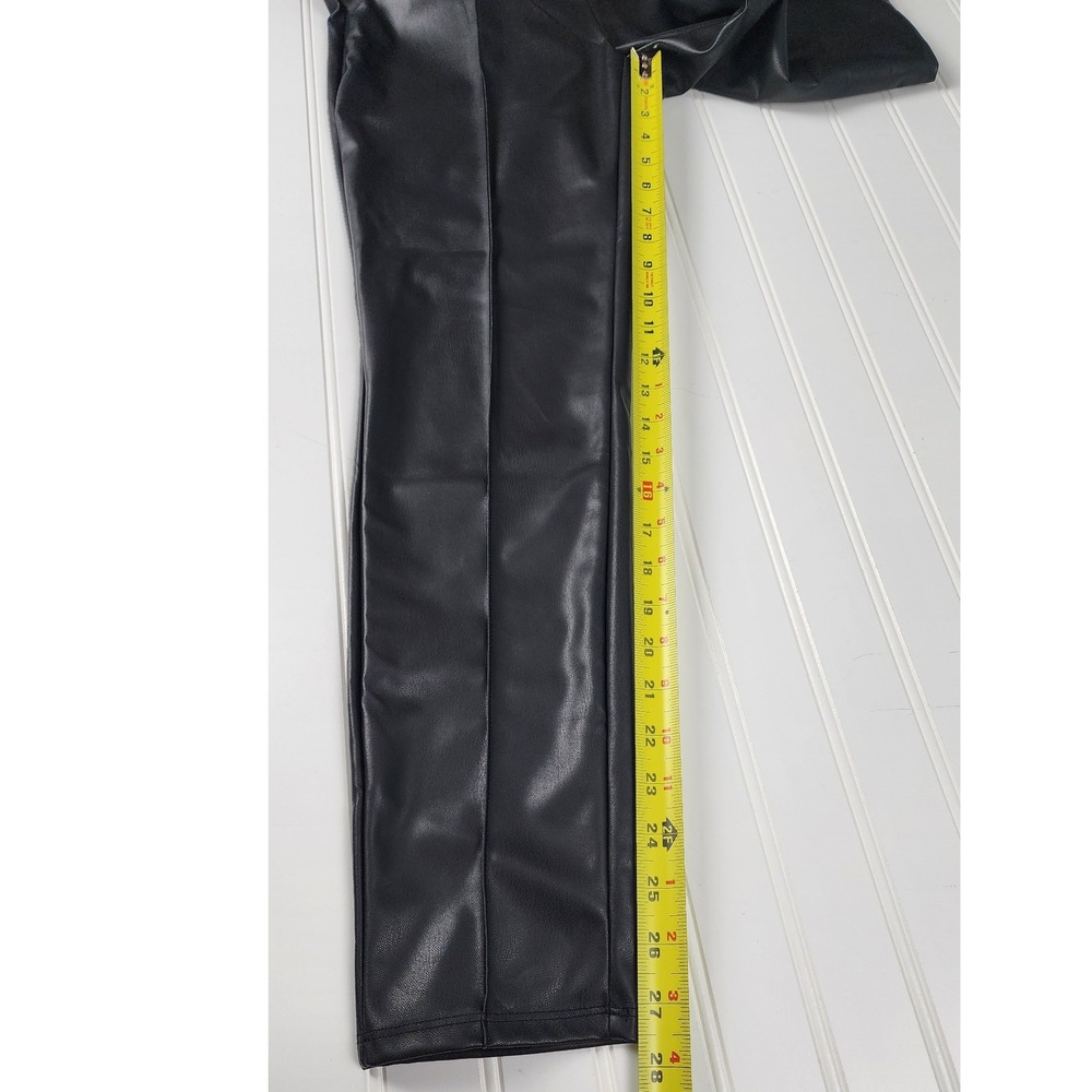 Nine West Faux Leather Leggings Womens Medium Black High Rise Seamed Pull On - Picture 2 of 10